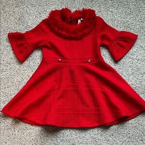 Janie and Jack Vibrant Red Faux Fur Collar